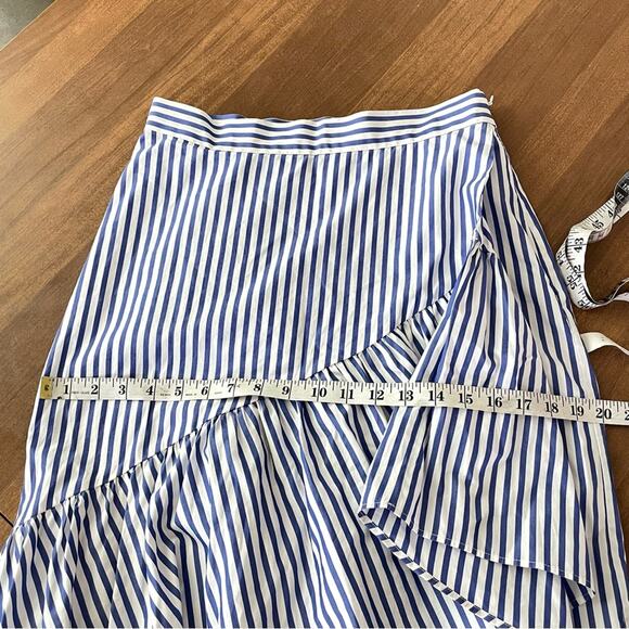 Mark D Sikes MDS | Women’s Ruffle High-Low Maxi Skirt Size 4 Blue & White Stripe - Picture 4 of 11